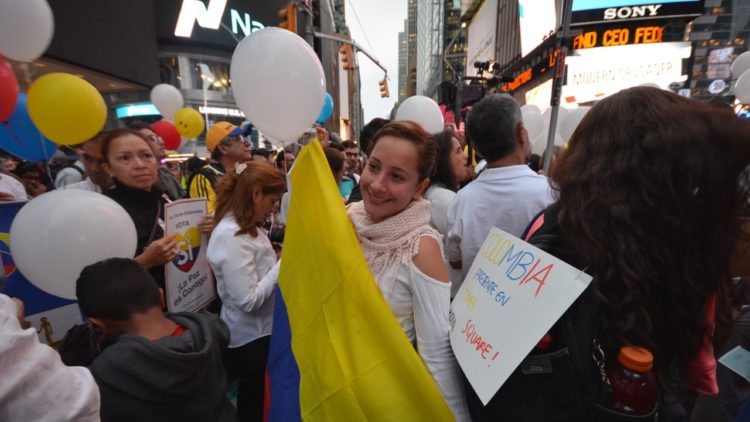 The Colombians For Peace Took Times Square