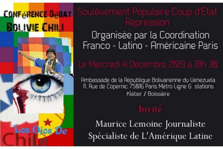 Situation en Bolivie et au Chili. Conférence-débat avec Maurice Lemoine à Paris