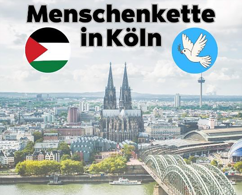 Köln: Menschenkette über zwei Rheinbrücken für Waffenstillstand und Frieden in Palästina